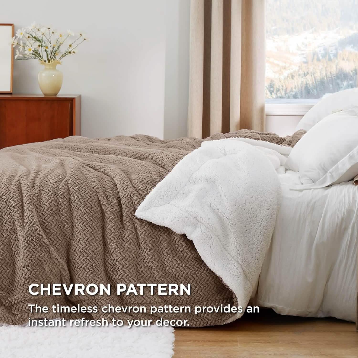GentleSoft® Chevron Sherpa Fleece Blanket