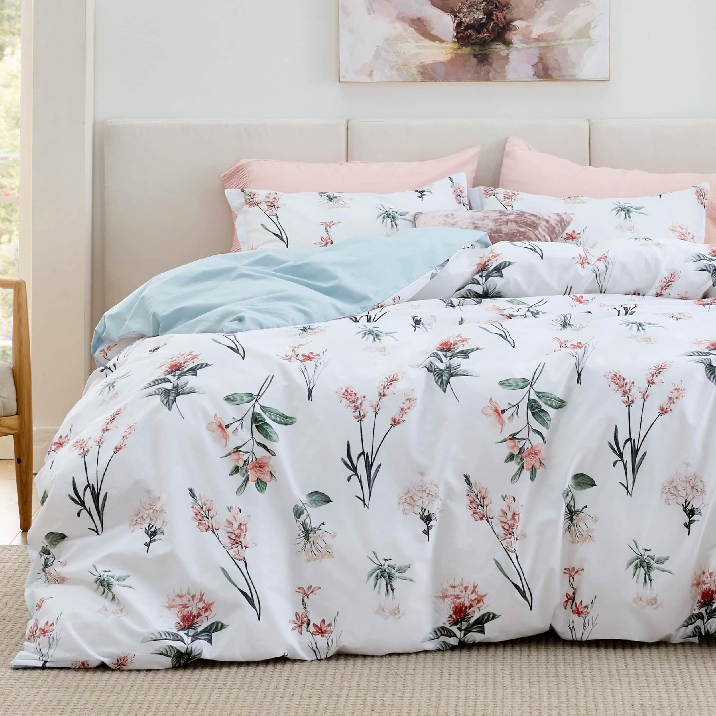 GentleSoft® 100% Cotton Reversible Floral Duvet Cover Set