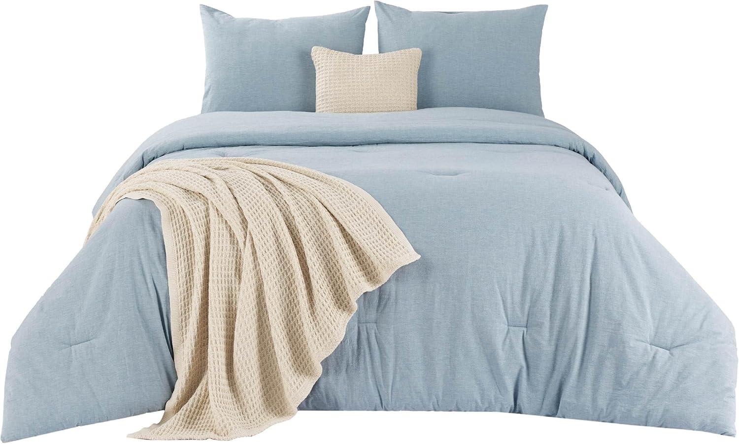 GentleSoft® 5 Piece Cotton Waffle Weave Bed-in-a-bag