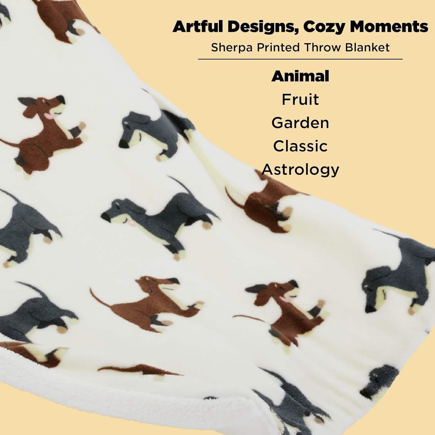 GentleSoft® Printed Throw Sherpa Blanket Print-dachshund