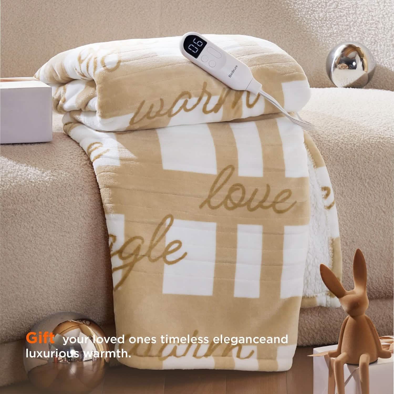 GentleSoft® Christmas Printed Flannel Heated Blanket