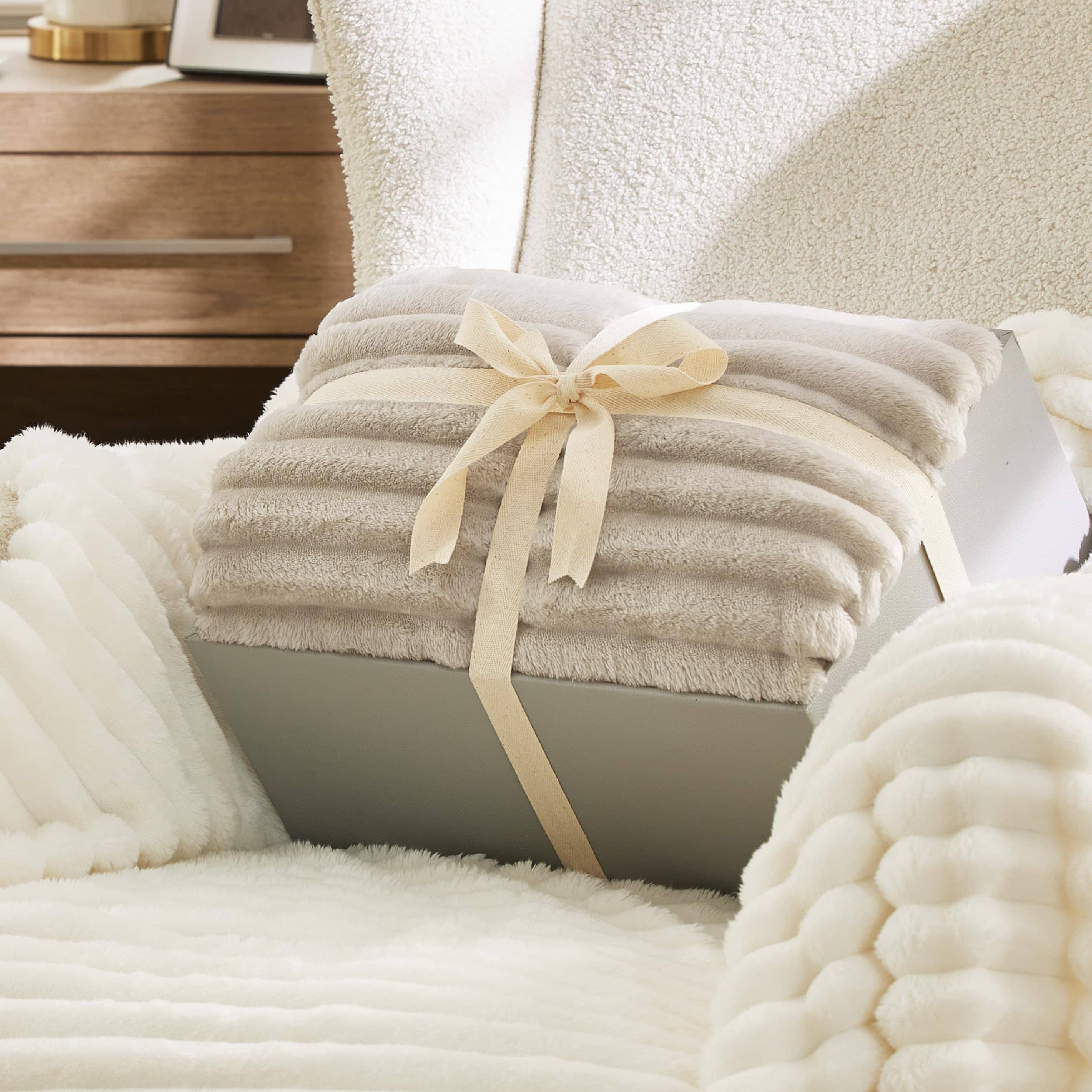 GentleSoft® Jacquard Stripes Shaggy Sherpa Blanket