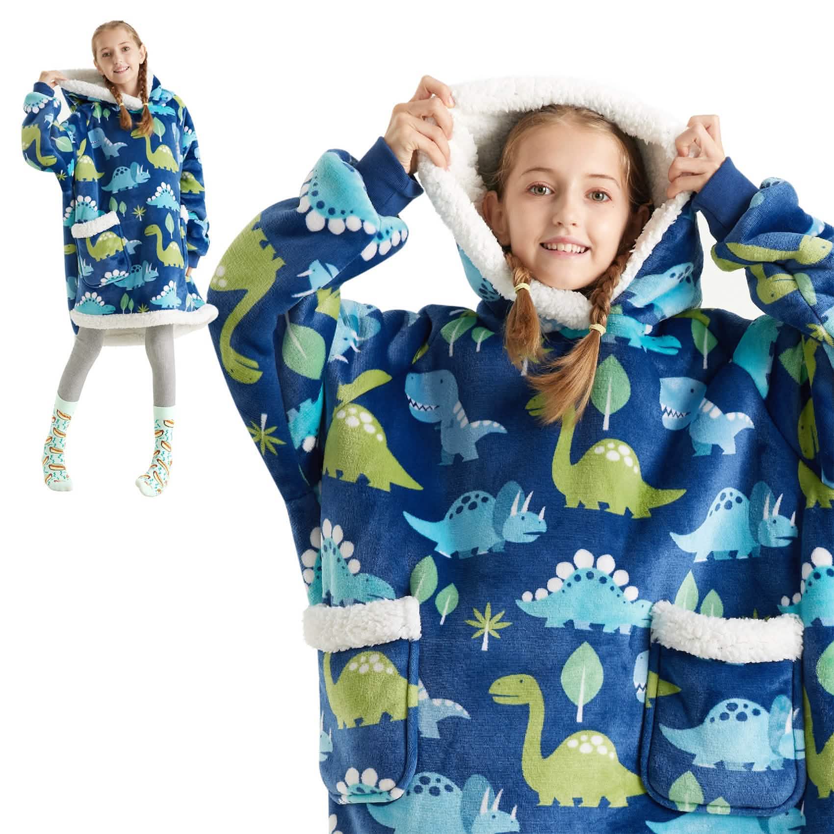 GentleSoft® Sherpa Fleece Printed Short Wearable Blanket Hoodie Oceana-printed
