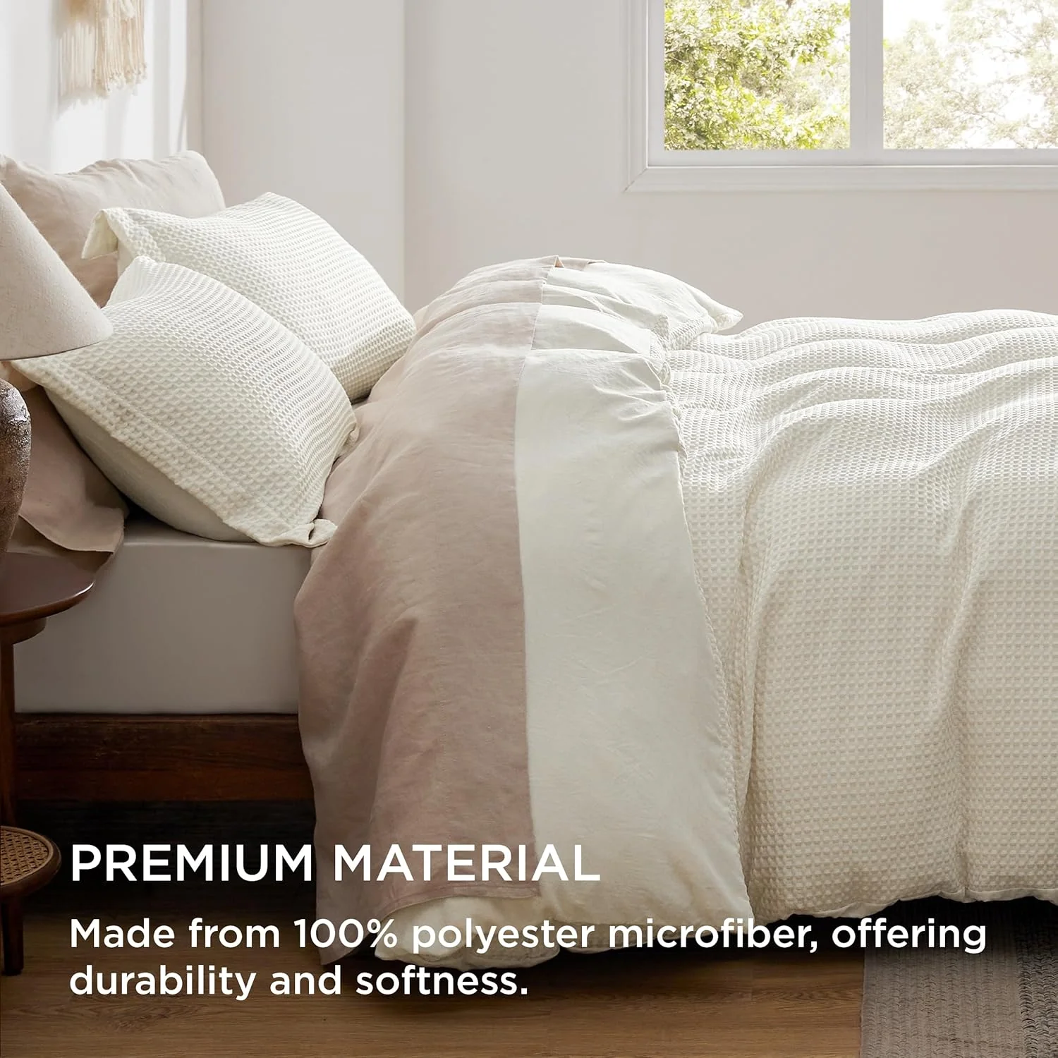 GentleSoft® Polyester Microfiber Waffle Duvet Weave Duvet Cover Set
