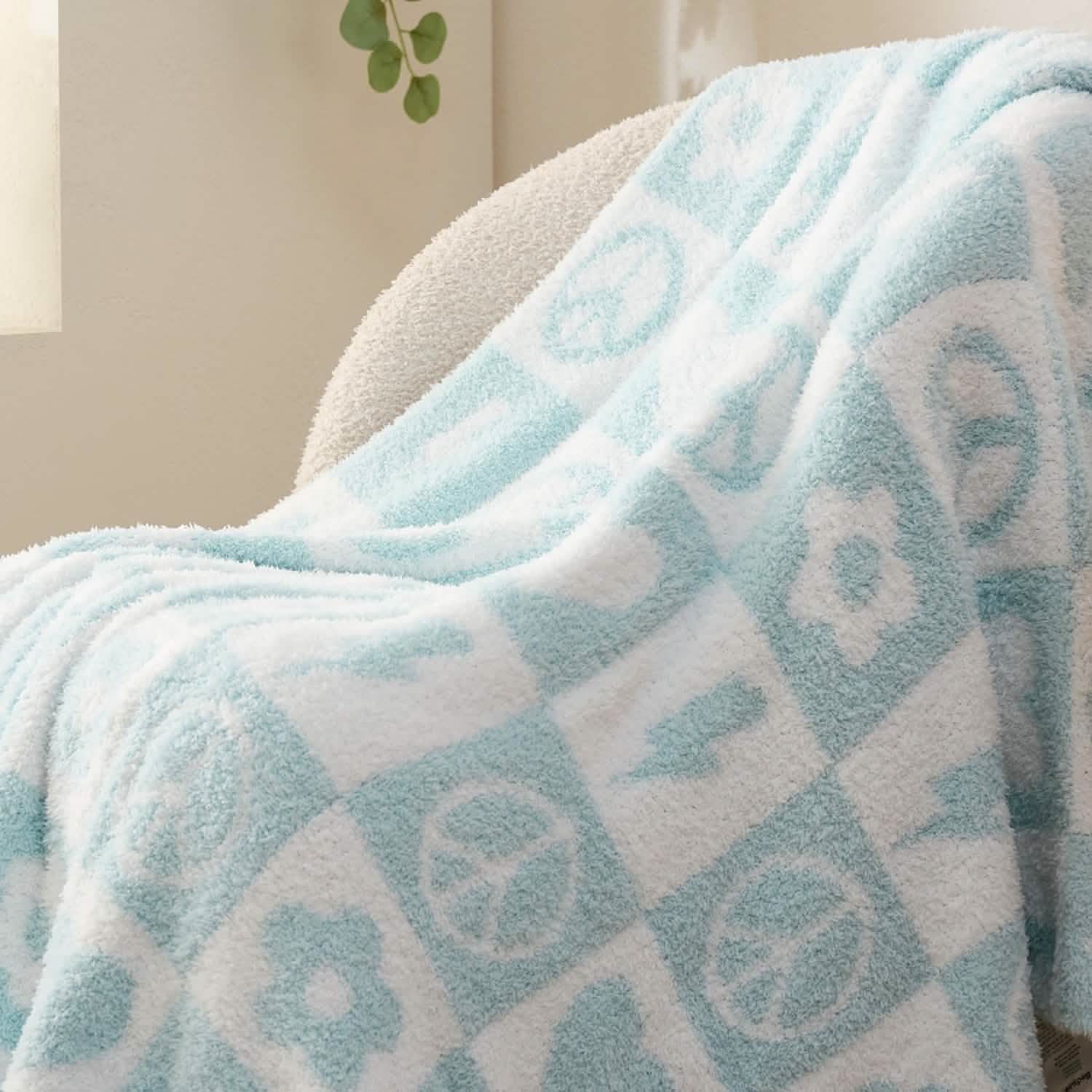 GentleSoft® Print Feather Yarn Throw Blanket
