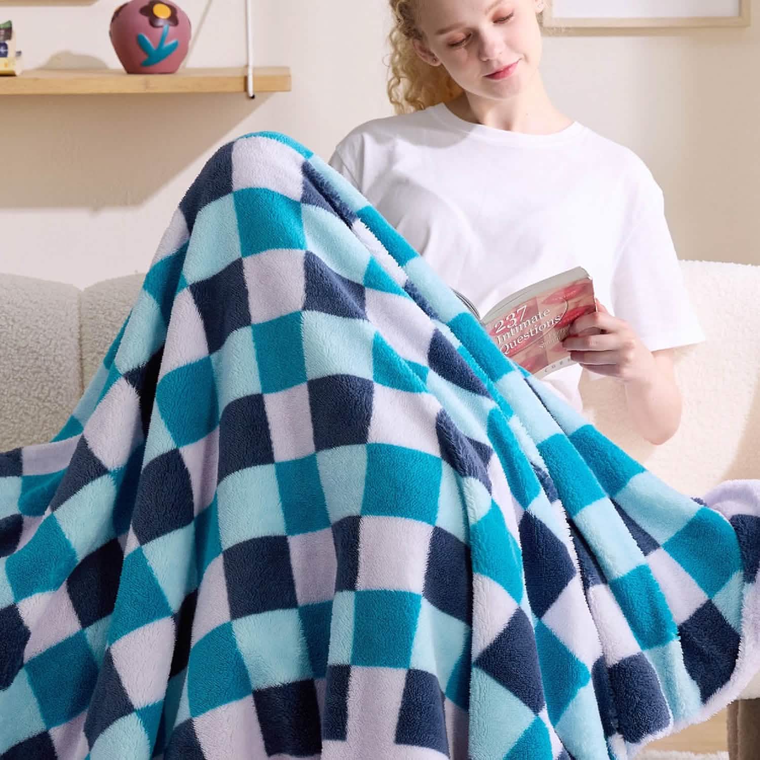 GentleSoft® Printed Throw Sherpa Blanket lavender