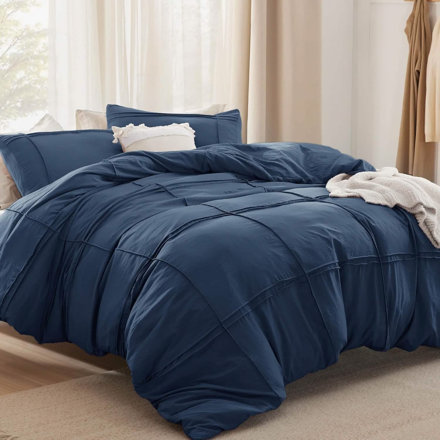GentleSoft® Striped Tufted Embroidery Duvet Cover Set