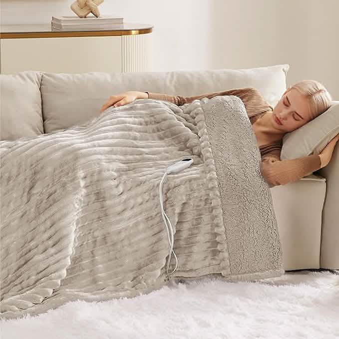 GentleSoft® Striped Flannel Heated Blanket