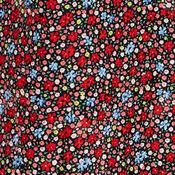 Black, red and blue wide-leg pants with floral print