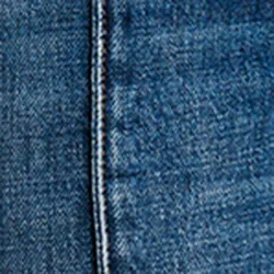 Kick flare blue jeans with turn-up hem