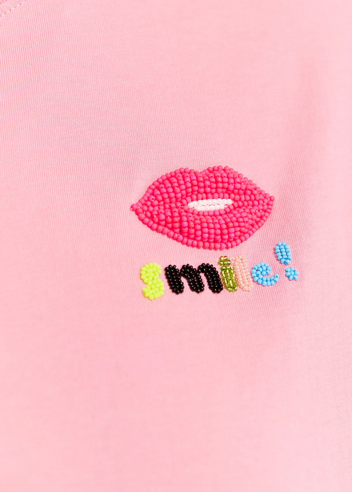 Light pink organic cotton T-shirt with embroidery