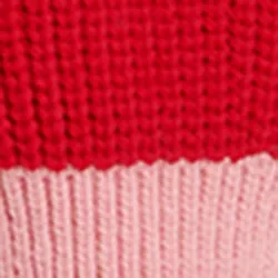 Red knit sweater with contrasting cuffs