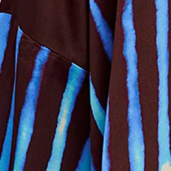 Brown, blue and ecru oversized top with pussy bow