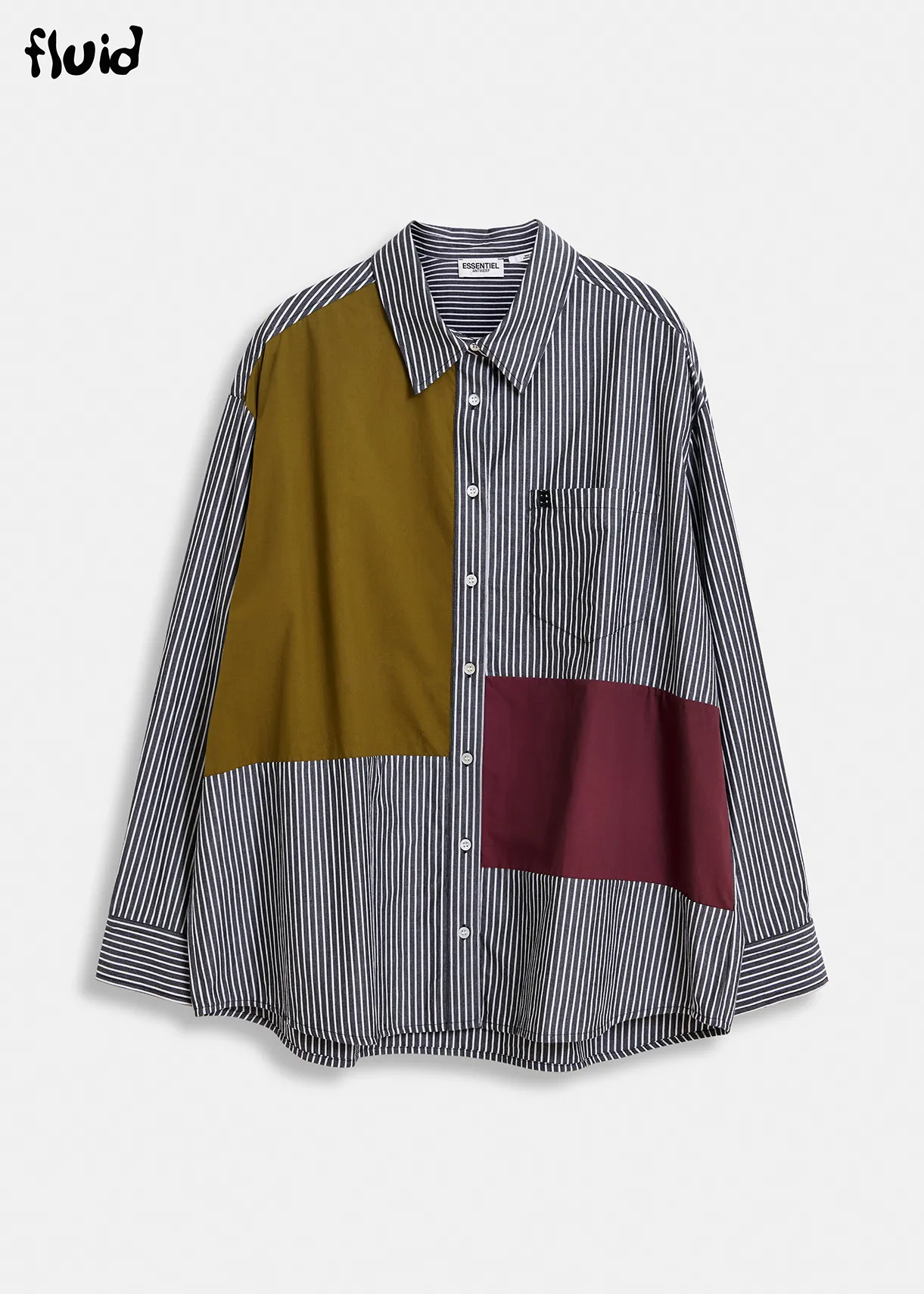 Black and white striped patchwork shirt
