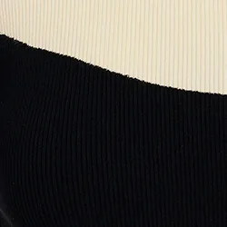 Black and ecru striped rib-knitted sweater