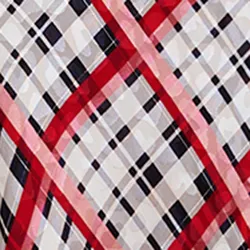 White, black and red checked satin maxi-length skirt