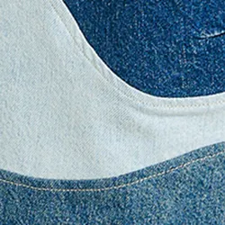 Wide-leg patchwork blue jeans