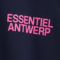 Navy blue organic cotton long-sleeved T-shirt with logo print