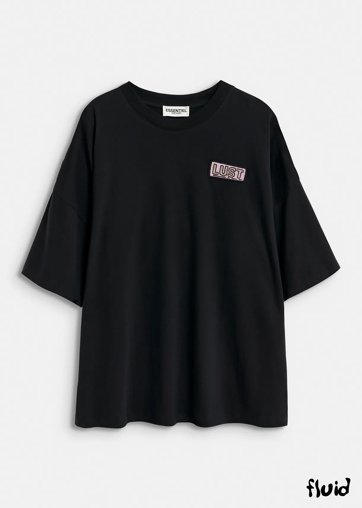 Black organic cotton T-shirt with embroidery
