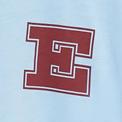 Blue organic cotton T-shirt with 'E' print
