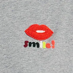 Grey organic cotton T-shirt with embroidery