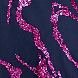 Navy blue cotton shirt with sequin embroideries