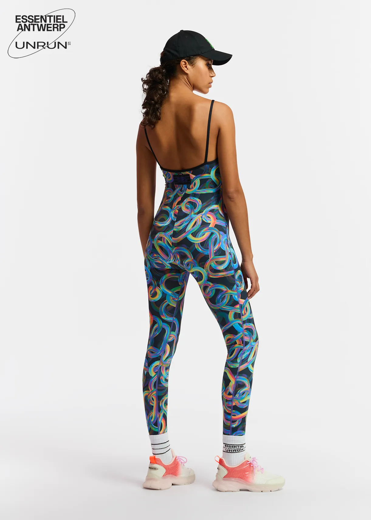 Black abstract printed one piece - collaboration with UNRUN