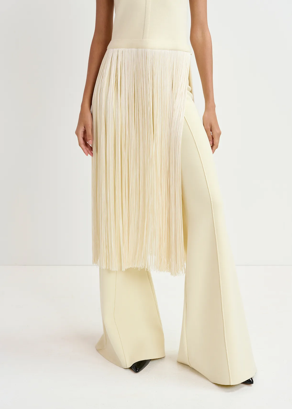 Ecru flared knitted pants