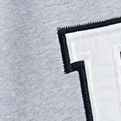 Grey cotton sweatpants with embroidered patches
