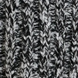 Black and ecru mélange knit sweater with turtleneck
