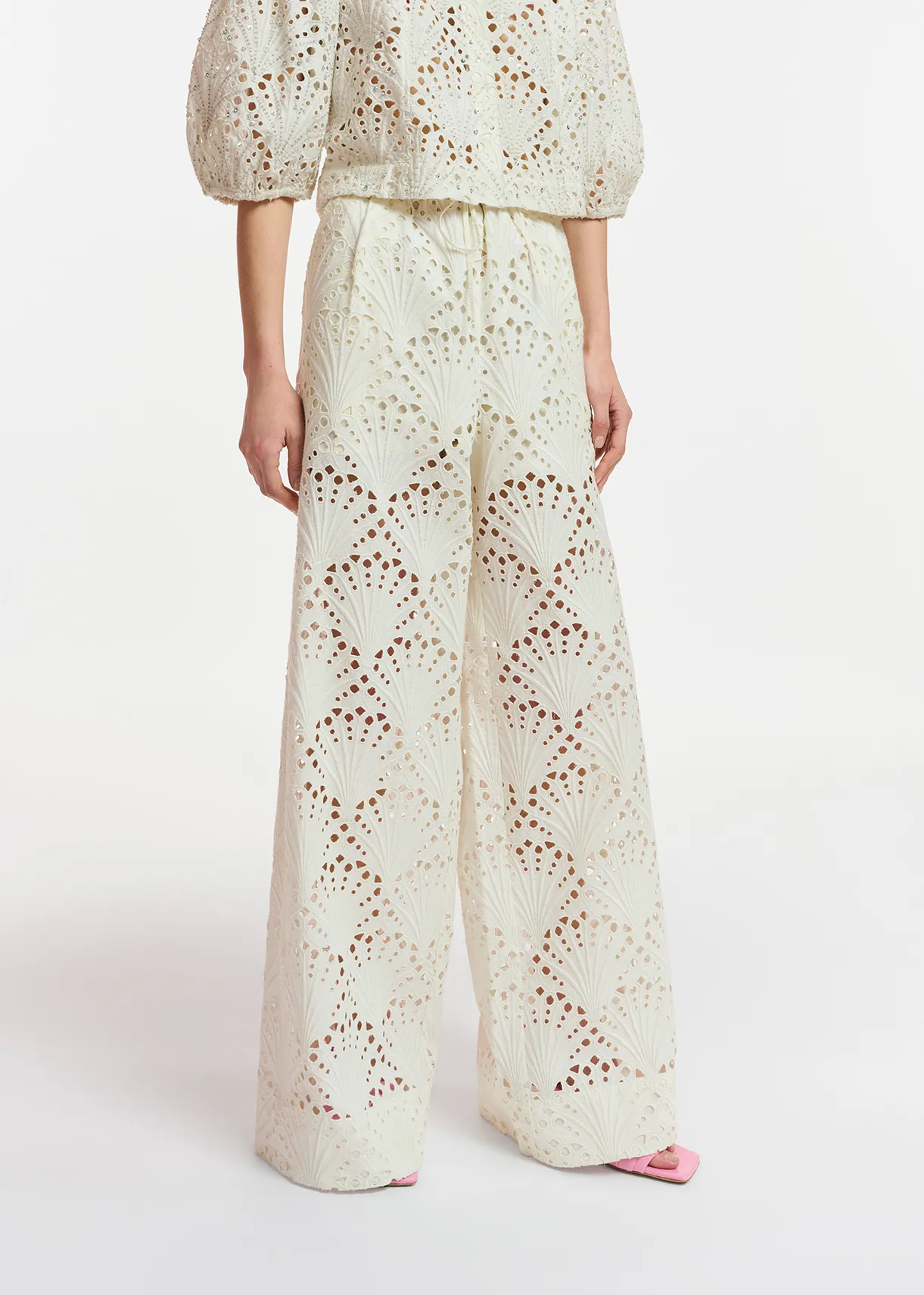 Off-white broderie anglaise cotton pants