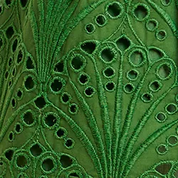 Dark green broderie anglaise cotton midi-length dress