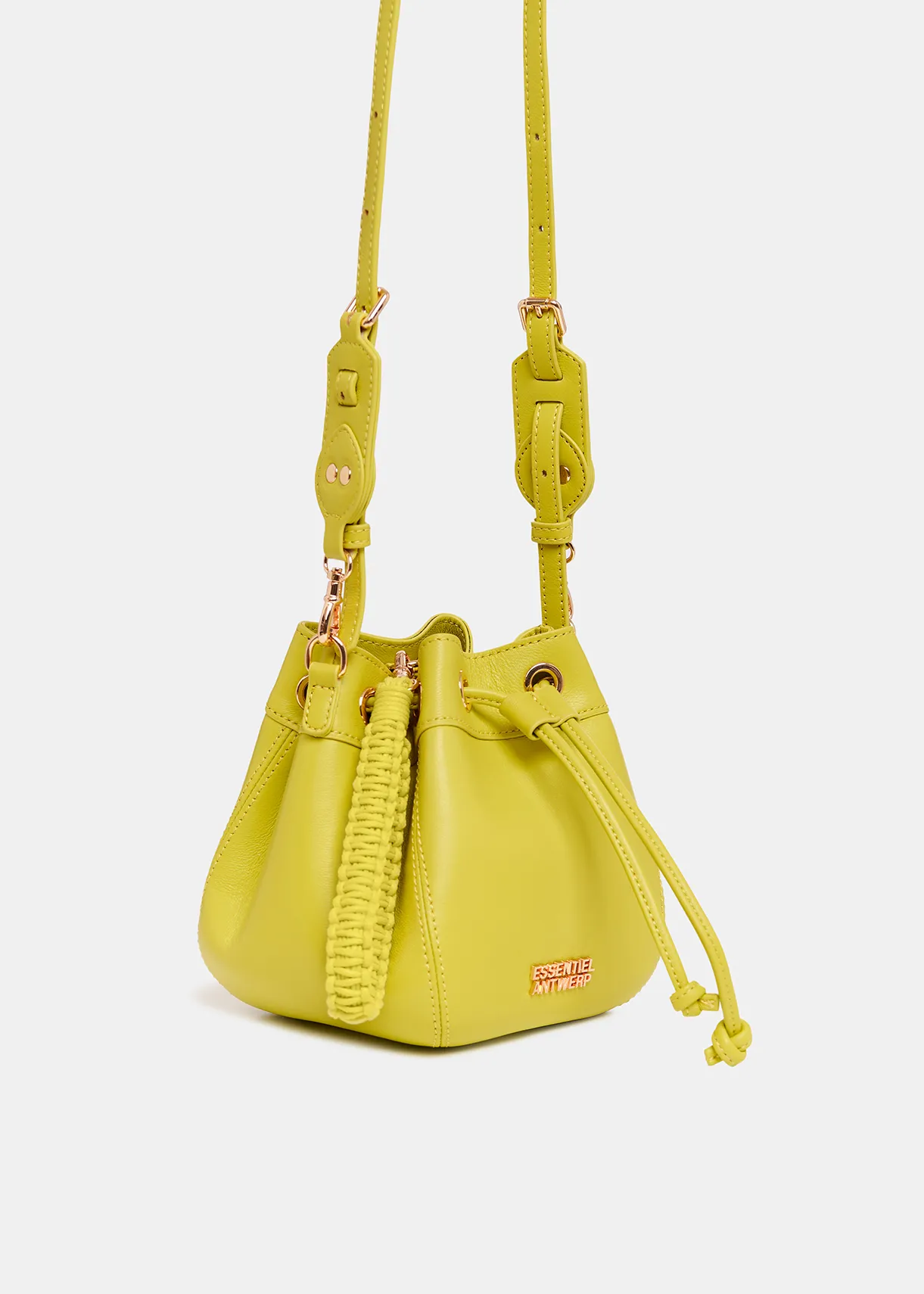 Yellow leather mini bucket bag