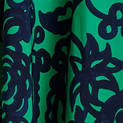 Green and dark blue floral-print pleated midi skirt