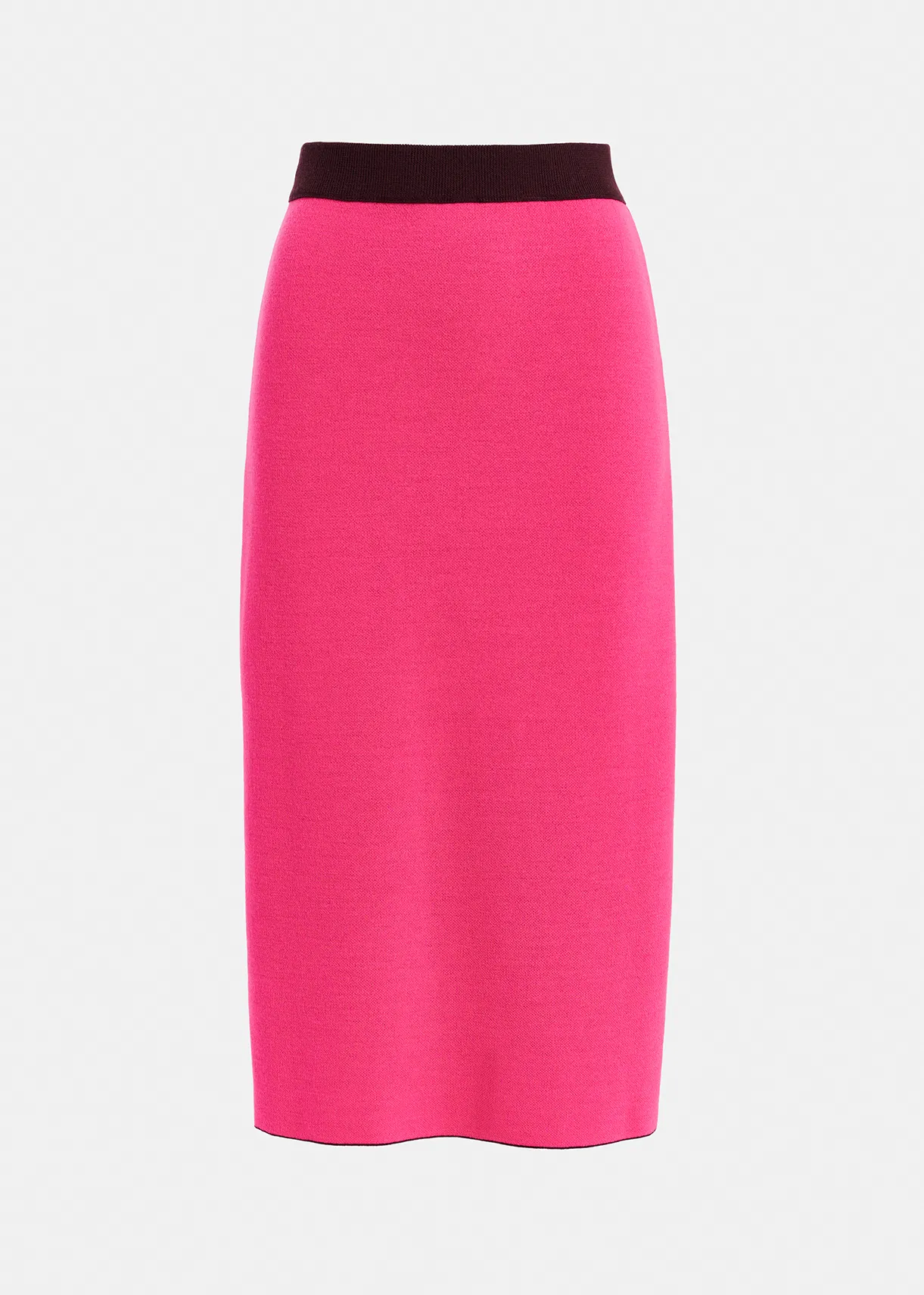 Burgundy knitted skirt with neon pink piping