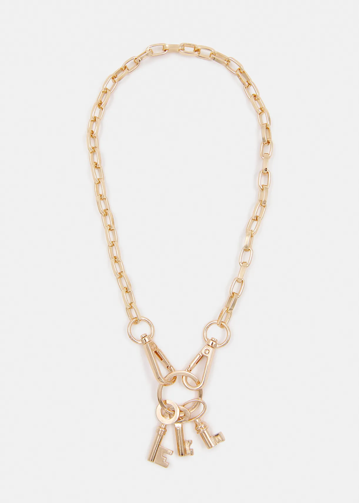 Gold-tone chain necklace with key pendants