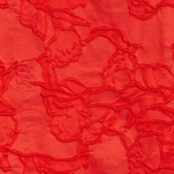 Red jacquard-woven puffy mini dress
