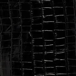 Black croc-effect leather knee boots