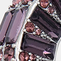 Silver-tone hoop earrings with purple rhinestones