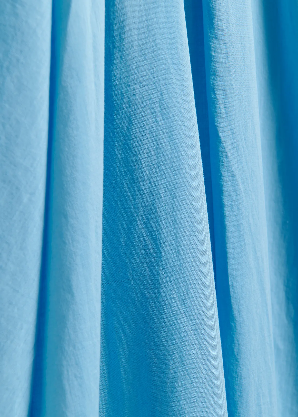 Blue cotton maxi-length dress with ties