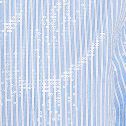 Blue and white striped sequin-embellished shirt