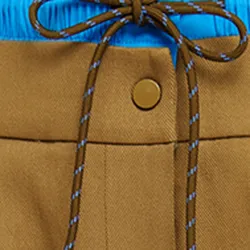 Brown and blue double-waist pants