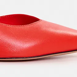 Red leather slingback pumps