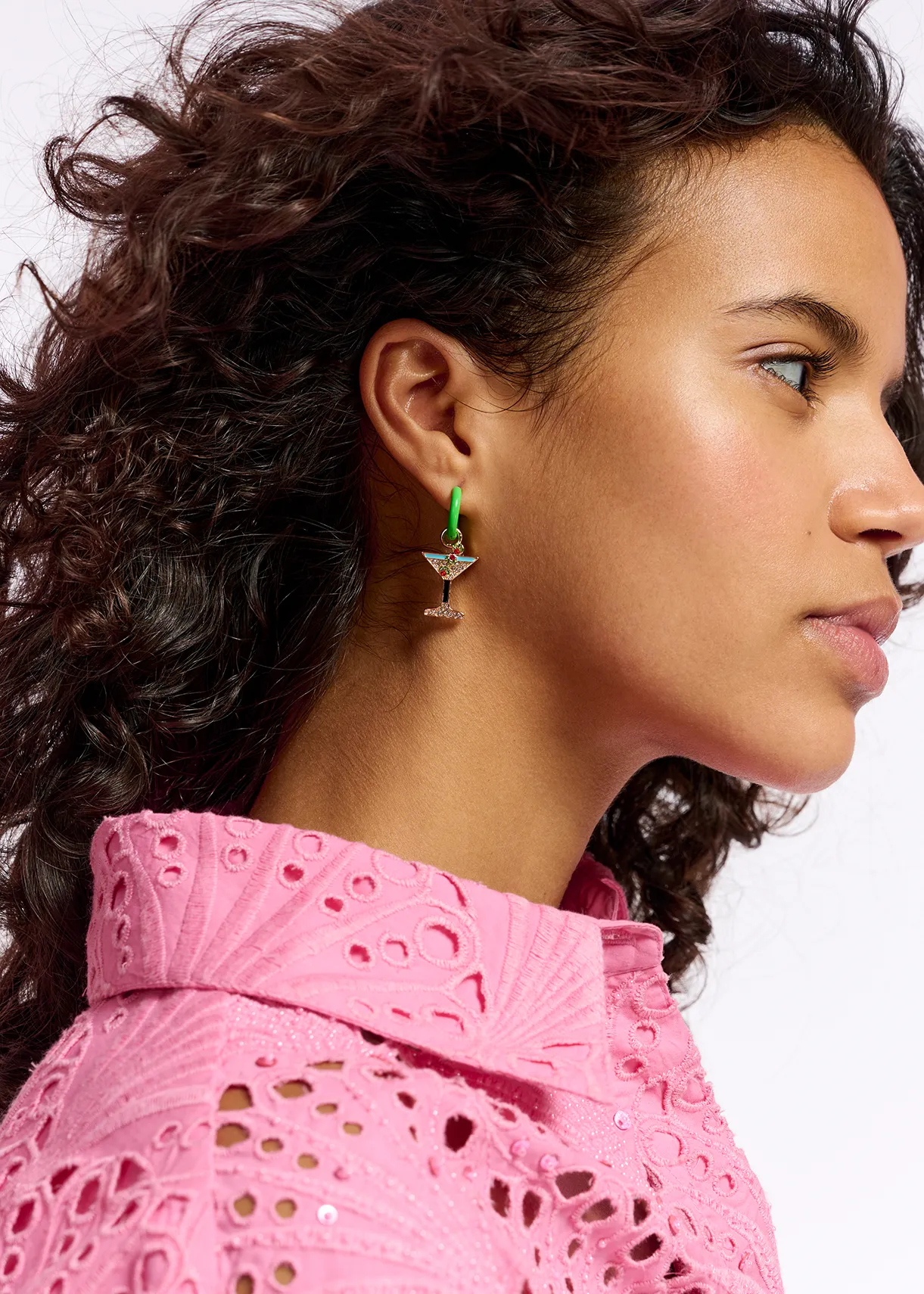 Green hoop earrings with lobster and cocktail earrings