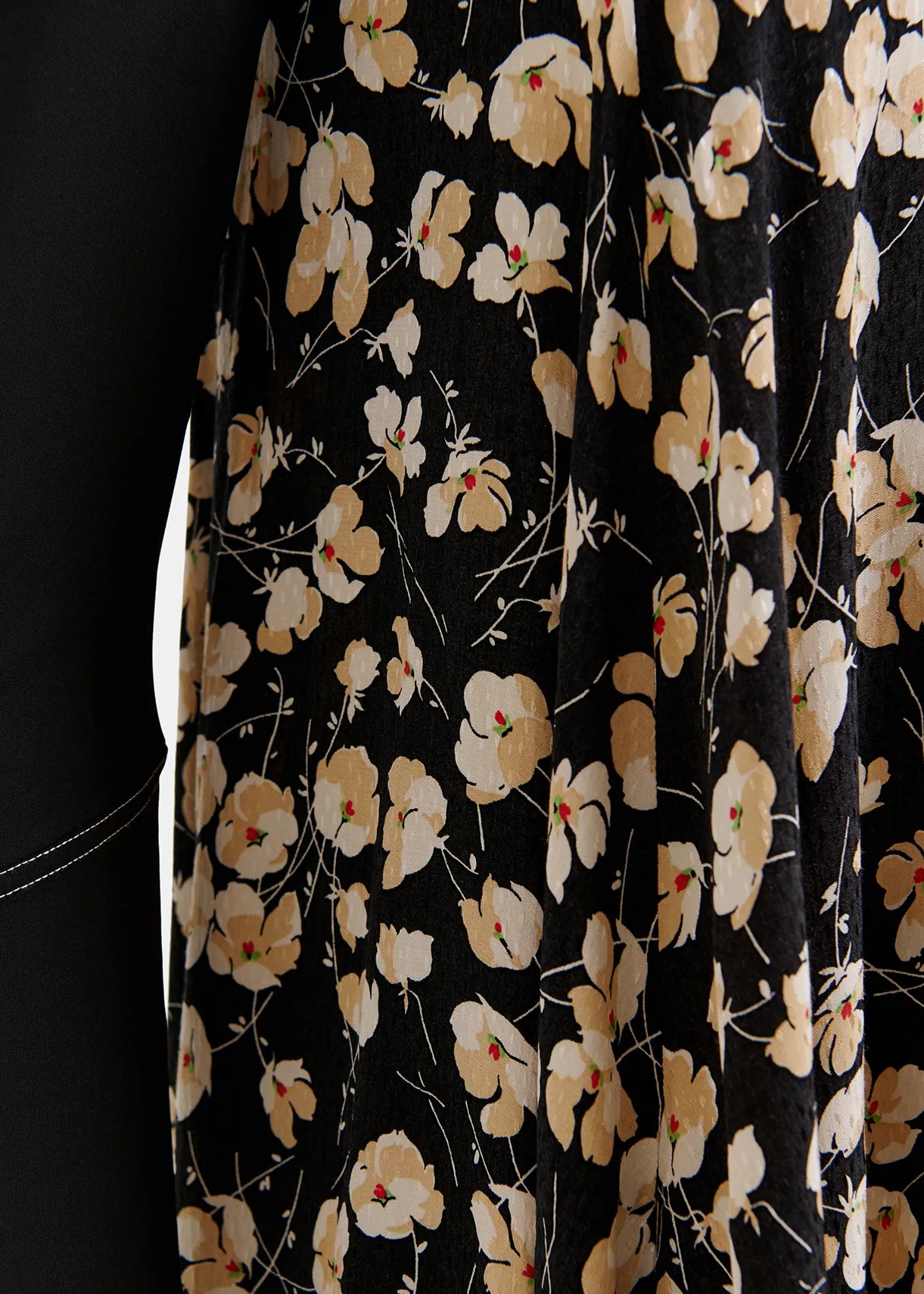 Black floral-print maxi-length dress with jersey top