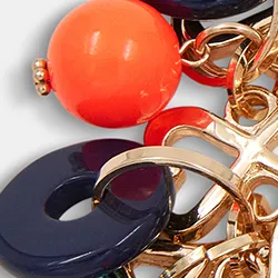 Gold-tone heart-shaped chain bracelet with resin charms
