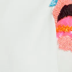 Off-white organic cotton T-shirt with sequin embroideries