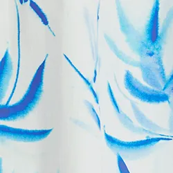 Off-white cotton draped midi skirt with palm leaf print