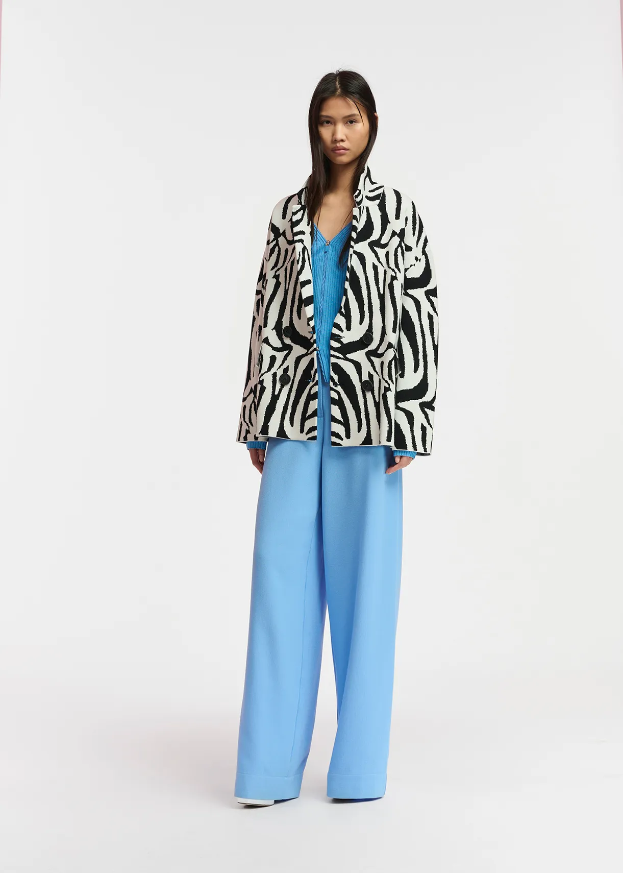 Off-white and black zebra jacquard-knitted jacket