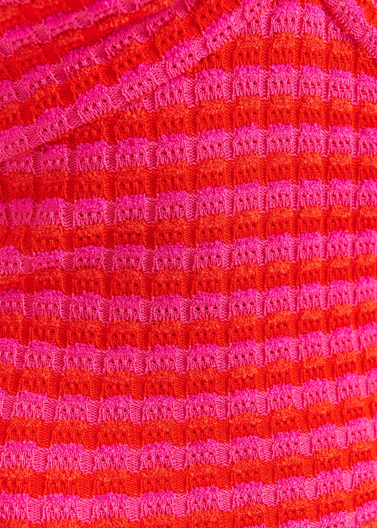 Pink and red striped knitted strapless top